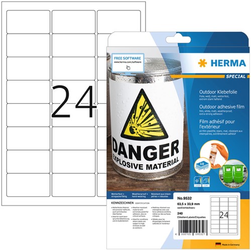 Etiket A4  63,5x 33,9mm Herma 9532 outdoor ds/240