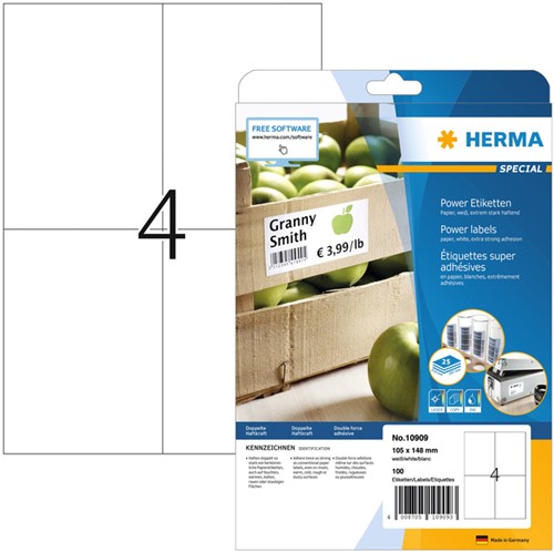 Etiket A4 105x148mm Herma 10909 extra klevend ds/100