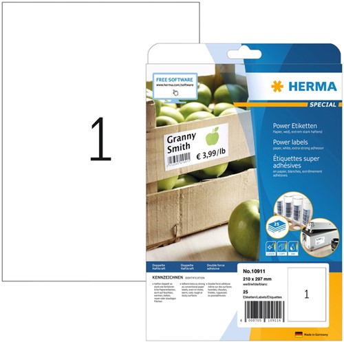 Etiket A4 210x297mm Herma 10911 extra klevend ds/25