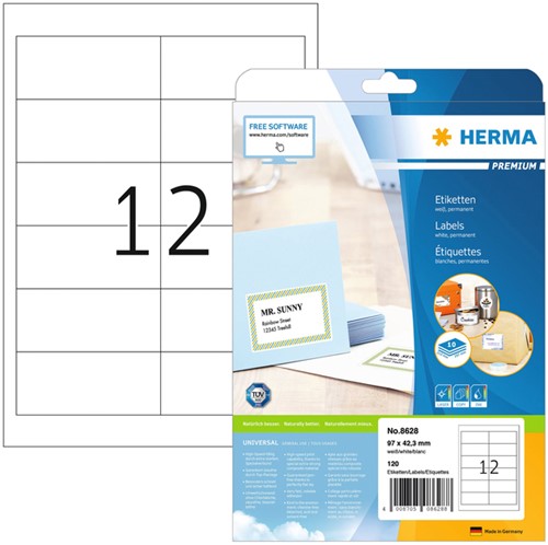 Etiket A4  97x 42,3mm Herma 8628 Premium ds/120