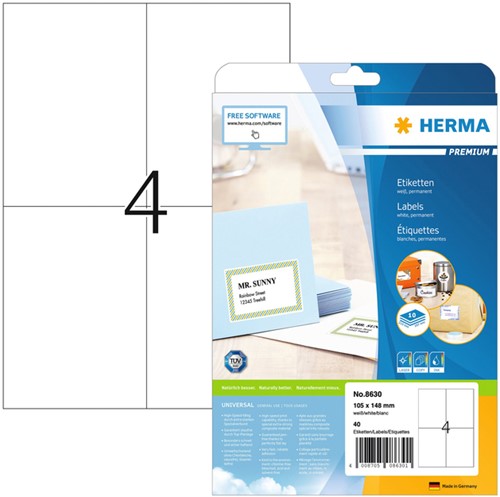 Etiket A4 105x148mm Herma 8630 Premium ds/40