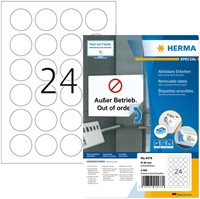 Etiket A4 rond 40mm Herma 4476 afneembaar pk/2400