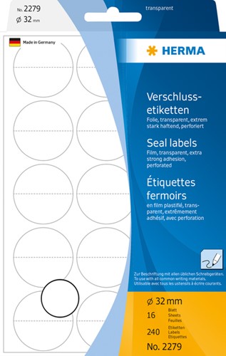 Etiket rond 32mm wit 2279 ds/240