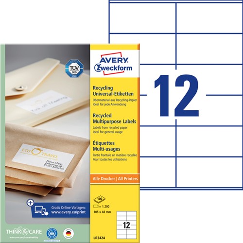 Etiket A4 105x 48mm LR3424 recycled pk/1200-2