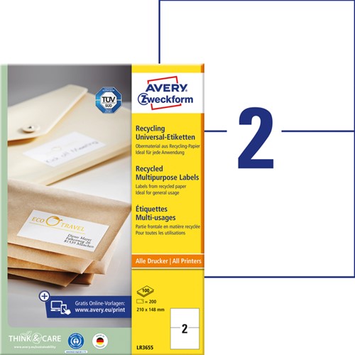 Etiket A4 210x148mm LR3655 recycled pk/200-3