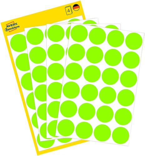 Etiket Avery Zweckform 3174 18mm rond lichtgroen 1056st 25/vel