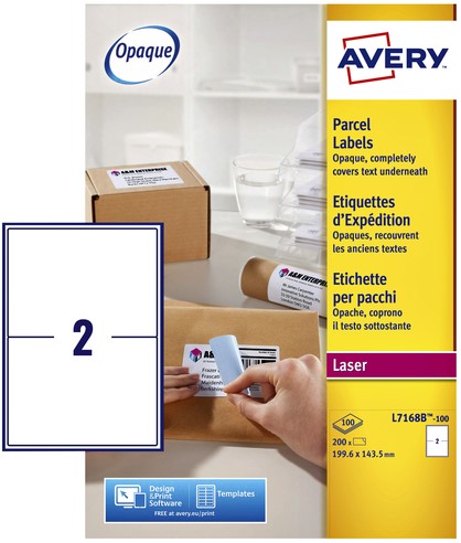 Etiket A4 199,6x143,5mm Avery L7168B-100 blockout ds/200