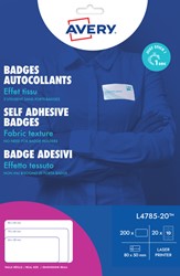 Badge zelfklevend 80x50mm wit Avery L4785-20 ds/200 