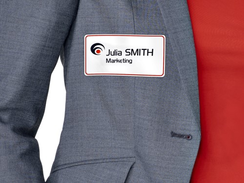 Badge zelfklevend 80x50mm rood kader Avery L4786-20 ds/200-3