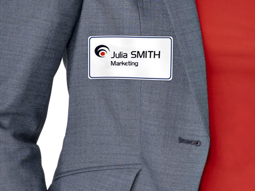 Badge zelfklevend 80x50mm blauw kader Avery L4787-20 ds/200-3