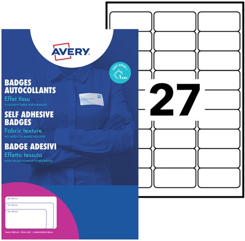 Badge zelfklevend 63,5x29,6mm Avery L4784-20 ds/540