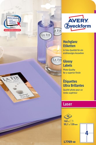 Etiket A4  99,1x139mm L7769-40 laser glossy ds/160