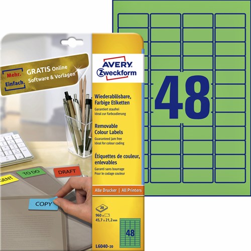 Etiket A4  45,7x 21,1mm L6040-20 ds/3780 groen