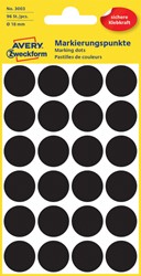 Etiket Avery Zweckform 3003 rond 18mm zwart 96st 10/vel