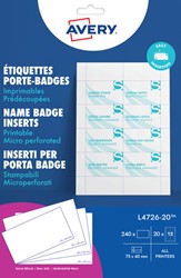 Badgekaart Avery L4726-20 40x75mm ds/240