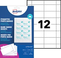 Badgekaart Avery L4726-20 40x75mm ds/240-2