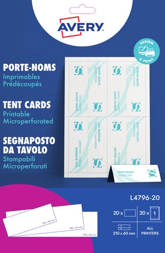 Tafelnaambord Avery 210x60mm L4796-20 pk/20