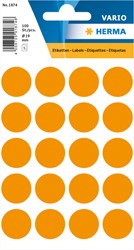 Etiket HERMA 1874 rond 19mm fluor oranje 100 stuks