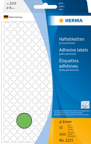 Etiket rond  8mm groen 2215 ds/5632