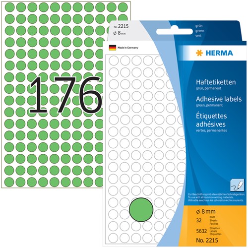 Etiket rond  8mm groen 2215 ds/5632-2