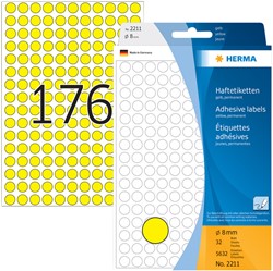 Etiket rond  8mm geel 2211 ds/5632