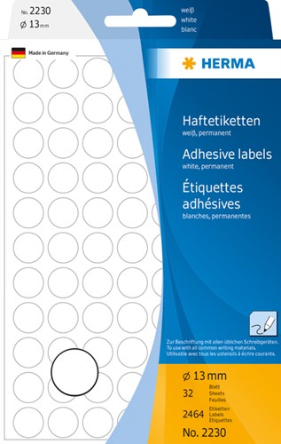 Etiket rond 13mm wit 2230 ds/2464