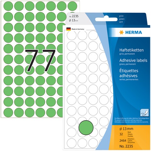 Etiket rond 13mm groen 2235 ds/2464-2
