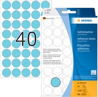 Etiket rond 19mm blauw Herma 2253 ds/1280-2