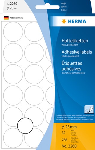 Etiket rond 25mm wit Herma 2260 ds/768