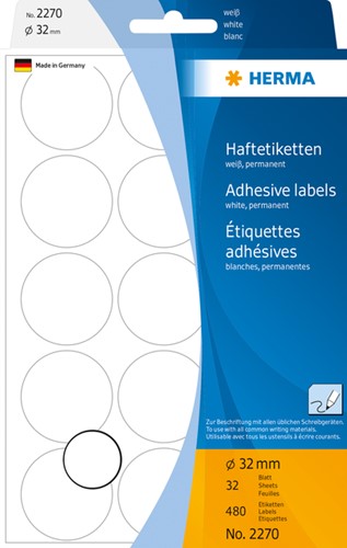 Etiket rond 32mm wit Herma 2270 ds/480