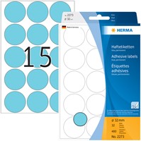 Etiket rond 32mm blauw Herma 2273 ds/480-2
