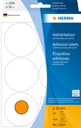 Etiket rond 50mm fluor oranje 2284 ds/144