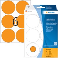 Etiket rond 50mm fluor oranje 2284 ds/144-2