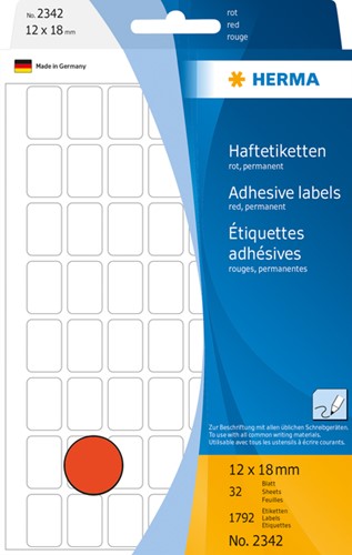 Etiket  12x 18mm Herma 2342 pk/1792 rood