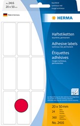 Etiket  20x 50mm Herma 2416 pk/480 fluor rood