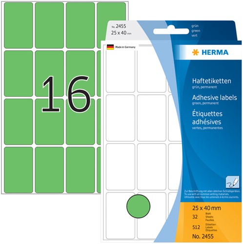 Etiket  25x 40mm Herma 2455 pk/512 groen-2
