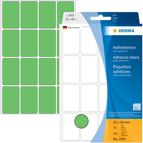 Etiket  25x 40mm Herma 2455 pk/512 groen-3