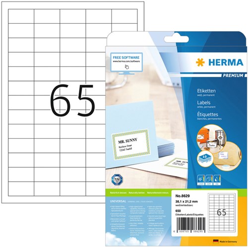 Etiket A4  38,1x 21,2mm Herma 8629 Premium ds/650