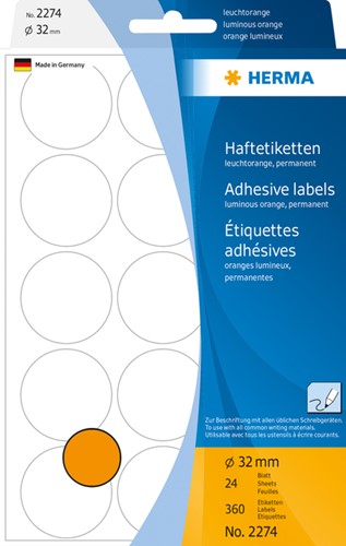 Etiket rond 32mm oranje Herma 2274 ds/480