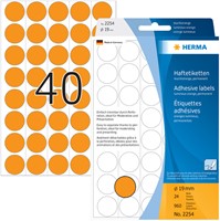 Etiket rond 19mm fluor oranje Herma 2254 ds/960-2