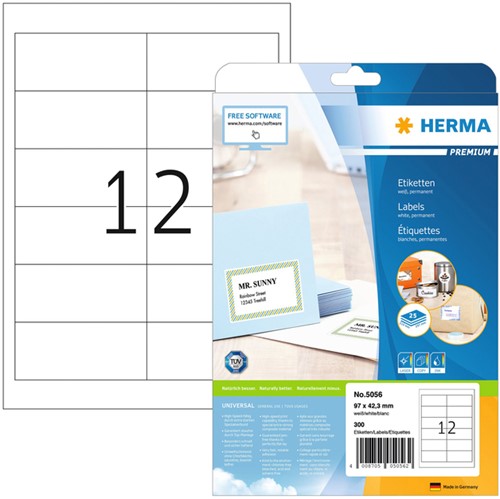 Etiket A4  96,5x 42,3mm Herma 5056 Premium ds/300