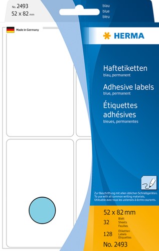 Etiket  52x 82mm Herma 2493 pk/128 blauw