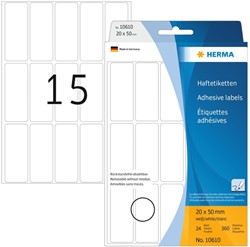 Etiket  20x 50mm Herma 10610 verwijderbaar pk/360 wit