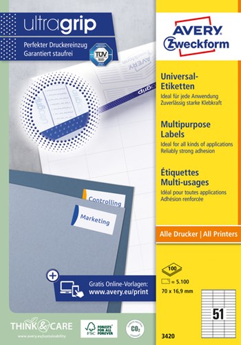 Etiket A4  70x 16,9mm 3420 ds/5100