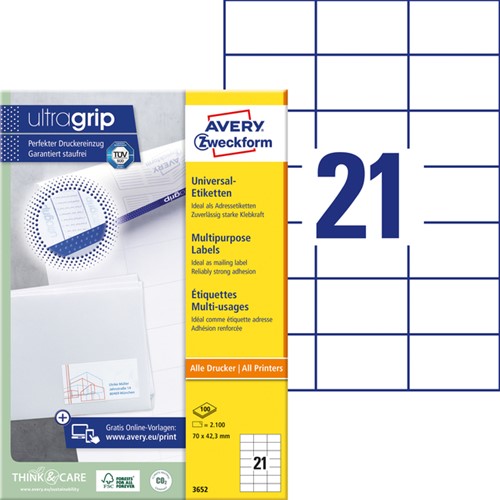 Etiket A4  70x 42,3mm 3652 ds/2100-2
