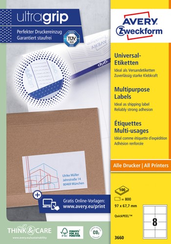 Etiket A4  97x 67,7mm 3660 ds/800