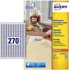 Etiket A4 17,8x 10mm Avery L4730REV-25 afneembaar ds/6750