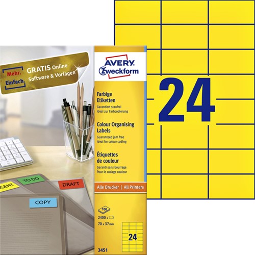 Etiket A4  70x 37mm 3451 ds/2400 geel