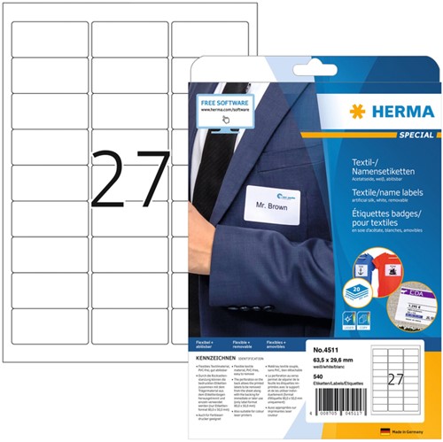 Badge zelfklevend 63,5x29,6mm Herma 4511 pk/540