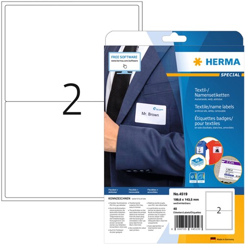 Badge zelfklevend 199,6x143,5mm Herma 4519 pk/40